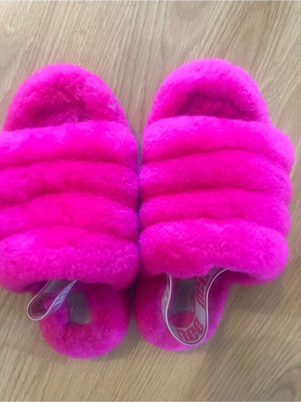 UGG Fluff Slide - Hot Pink Plush Slingback Slippers